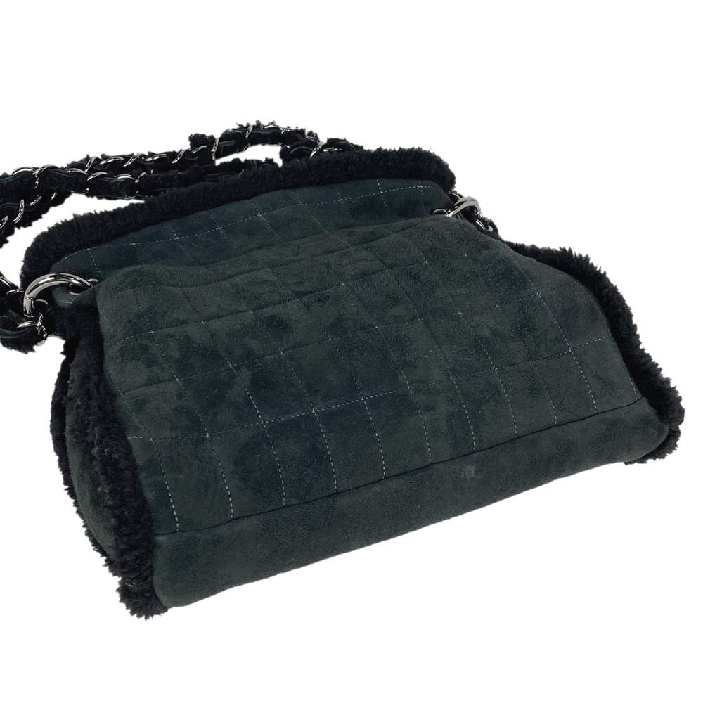 Chanel Chain Coco Stitch Mark Shoulder Suede Bag Black